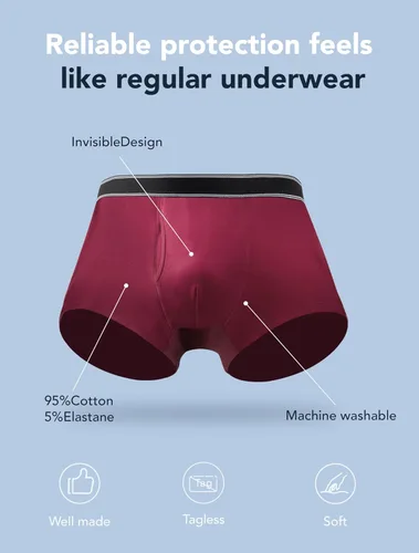 Miniatura 24 de Ropa interior lavable para incontinencia para hombre, calzoncillos bóxer de algodón, 3.4 fl oz de absorción, ropa interior a prueba de fugas
