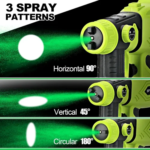 Miniatura 4 de Pulverizador de pintura inalámbrico para batería Ryobi de 20V, pistola de pintura manual con 3 patrones de pulverización y 4 boquillas, ideal