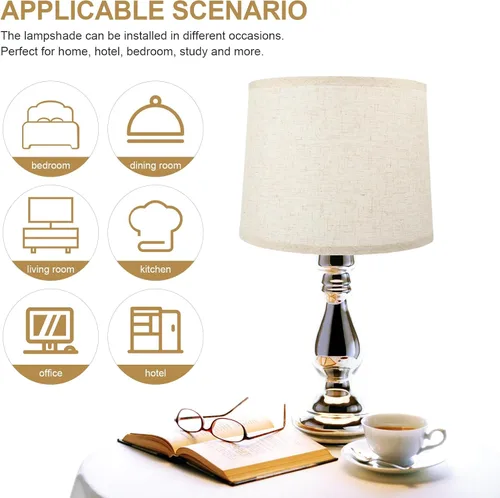 Miniatura 9 de Accesorios de escritorio, tela de lino, pantalla de lámpara cilíndrica, tambor, pantalla de transición, clip de tapa dura en construcción de araña