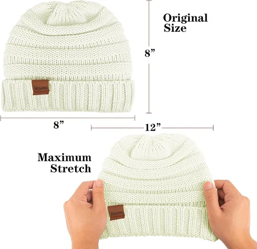 Miniatura 6 de Rosoz Gorros de invierno para mujer para mujer, gorros de punto cálidos para mujer, gruesos para clima frío