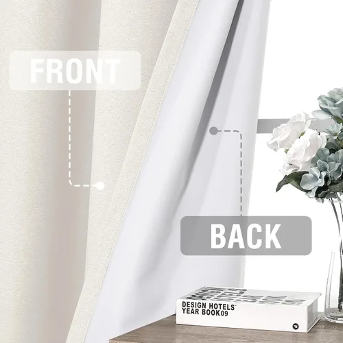 Miniatura 6 de H.VERSAILTEX - Cortinas 100% opacas con aislamiento térmico, texturizadas, de lino, con bloqueo de calor y luz completa, p/sala de estar y Roble