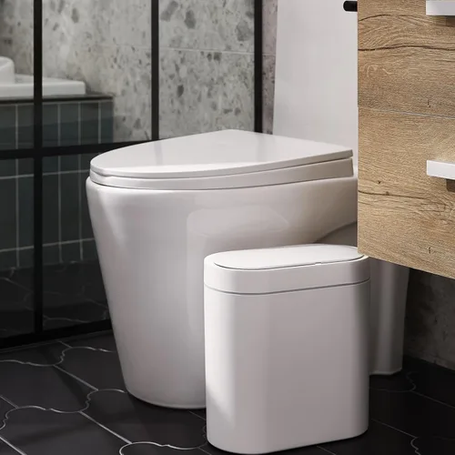 Miniatura 6 de ELPHECO Paquete de 2 cubos de basura con sensor de movimiento de baño de 2.5 galones + 2 galones de basura automático para decoración de baño, cubo