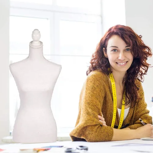Miniatura 2 de FDW Maniquí 60”-67” de altura ajustable, modelo de vestido femenino, torso de soporte con trípode para ropa (blanco)