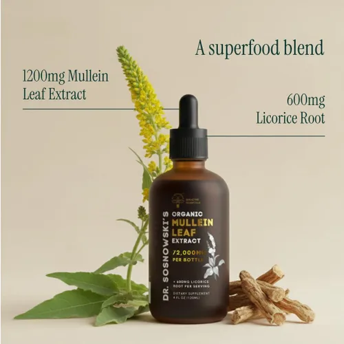 Miniatura 4 de Dr Sosnowski's Gotas de extracto orgánico de hoja de gordolobo 72,000 mg por botella Suplemento herbario líquido de 4 onzas líquidas