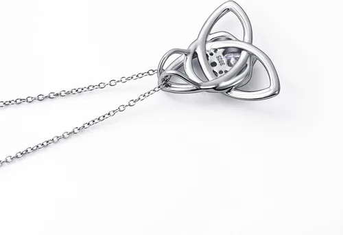 Miniatura 24 de FLYOW Collar con colgante de nudo celta de plata de ley 925 de buena suerte irlandés para mujer, regalo de cumpleaños y graduación