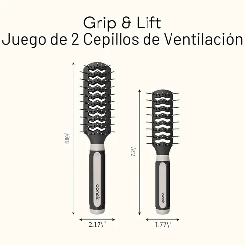 Miniatura 9 de Conair Grip & Lift Vent - Juego de cepillos de tamaño completo y mediano, cepillos de cerdas de nailon para peinar, paquete económico