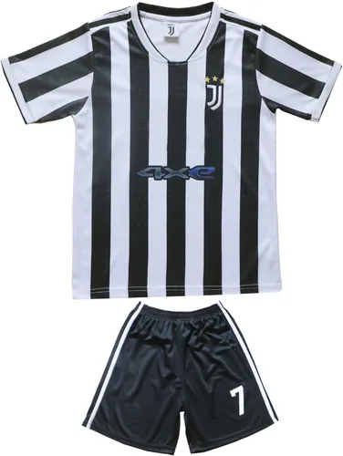 Miniatura 2 de LeenBD Camiseta y pantalones cortos de fútbol New Juve #7 Ronaldo 2021/2022 para niños, tallas juveniles