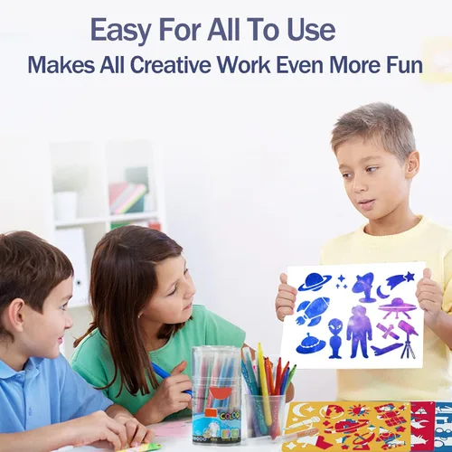 Miniatura 4 de Juego de 30 plantillas de dibujo para niños, plantillas de plantillas de pintura de dibujo de plástico para niños, manualidades, proyectos de arte