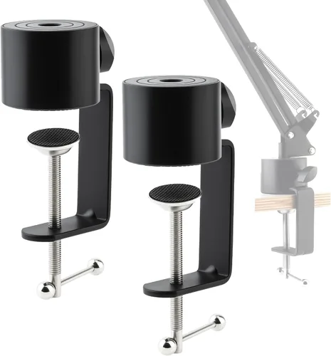Miniatura 10 de Soporte de micrófono abrazadera de mesa para micrófono, brazo de tijera, soporte de brazo de tijera, soporte voladizo de agujero de rosca de 1/2