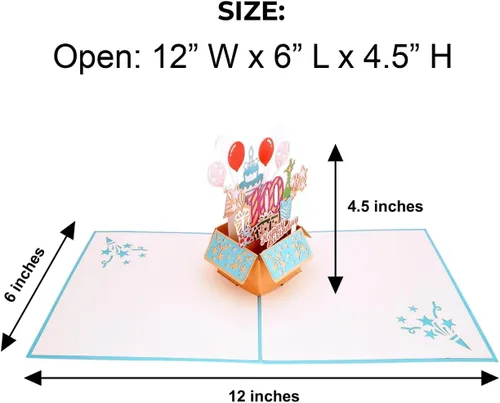 Miniatura 3 de iGifts And Cards Tarjeta desplegable 3D de cumpleaños número 100: caja de fiesta azul centro de mesa de champán - Saludo de hito para padres