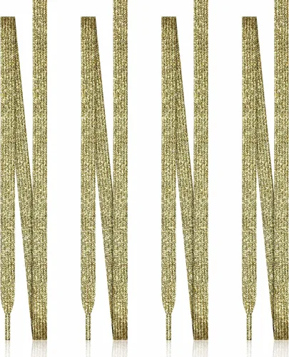 MOTZU 2 pares de cordones planos con purpurina de 45 pulgadas para zapatillas de lona atléticas, cordones brillantes para zapatos de niños
