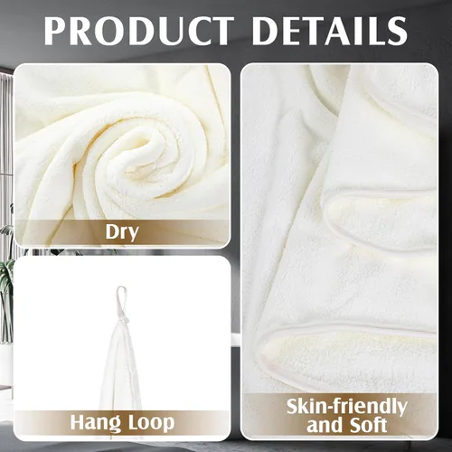 Miniatura 4 de Preboun 2 toallas de baño de vellón de gran tamaño, 40 x 80 pulgadas, toallas de baño extra grandes de microfibra coral terciopelo coral altamente