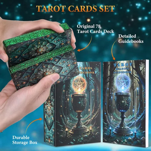 Miniatura 2 de Juego de cartas de tarot con libro guía para principiantes, juego de tarot único original y bonito Oracle con guía de tamaño estándar, 78 cartas