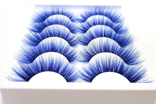 Miniatura 3 de MISSLADY Pestañas postizas de visón sintético 3D, tiras de pestañas azules (FM-305, 0.55-0.78 pulgadas, 5 pares)
