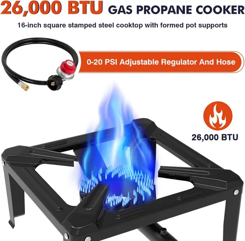 Miniatura 2 de Llamaviva - Estufa de propano de alta presión – Cocina de exterior resistente con regulador ajustable de 0-20 PSI y manguera de 4 pies – Estufa
