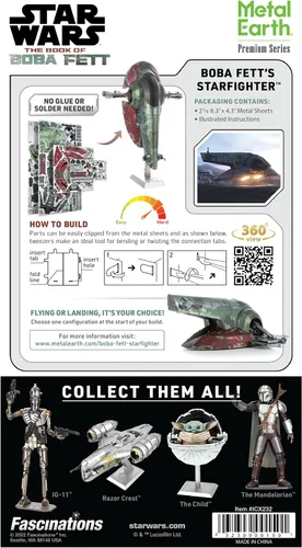 Miniatura 2 de Metal Earth Serie Premium Star Wars Boba Fett Starfighter 3D Kit de modelo de metal con pinzas Fascinaciones