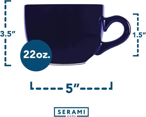 Miniatura 3 de Serami Taza de café de cerámica de gran tamaño con asa, taza de café grande de 22 onzas, perfecta para café con leche, capuchino, sopa, cereales