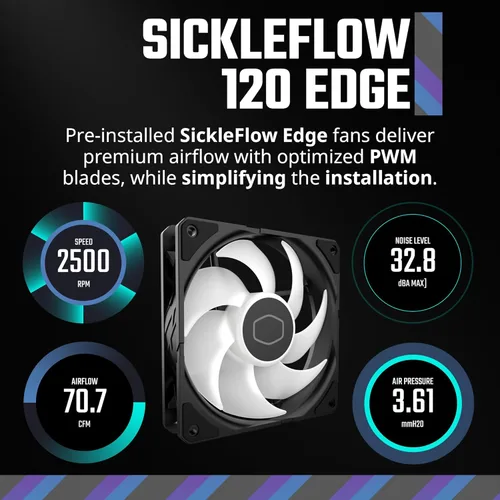 Miniatura 5 de Cooler Master 360 Atmos Enfriador líquido AIO de circuito cerrado impulsado por el rendimiento, R9 Ultra 9, bomba aRGB de doble cámara, radiador