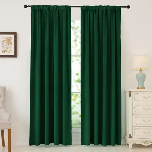 Miniatura 21 de nanbowang - Cortinas de terciopelo negro; cortinas de terciopelo de 63 pulgadas de largo, suaves, con bolsillo para cortinero, con aislamiento
