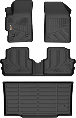 Miniatura 20 de Alfombrillas para todo tipo de clima y forro de carga para Volkswagen Atlas 2018-2025 (asiento de cubo de 6 pasajeros), juego completo de 3 filas