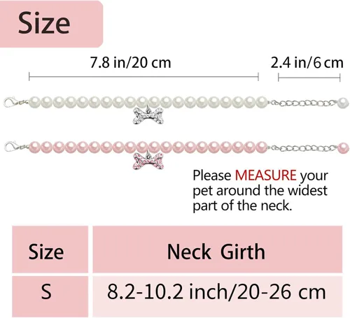 Miniatura 2 de Collar de perlas de perro y gato con hueso de diamantes de imitación, joyería de collar de boda para niñas, gatos, cachorros, accesorios