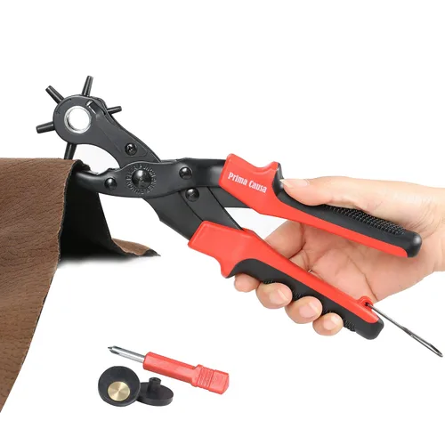 Miniatura 5 de Perforadora de agujero para cinturón, herramienta de punzonado de cuero resistente, perforadora ajustable para cinturones