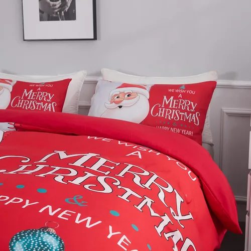 Miniatura 4 de Funda de edredón de Navidad, juego de cama con estampado HD, funda de edredón de microfibra súper suave, tamaño King, patrón de Papá Noel
