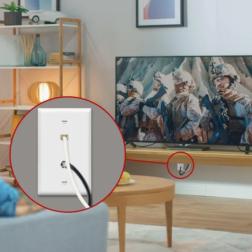Miniatura 4 de Conector de tipo F para teléfono y CATV, más conectores hembra RJ11 con placas para pared, Blanco, 1
