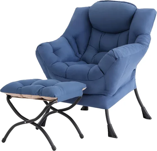Miniatura 34 de Tiita - Sillón reclinable con otomana, grande, moderno, silla de ocio, de lectura, con reposapiés, para dormitorio, sala de estar, dormitorios, Gris