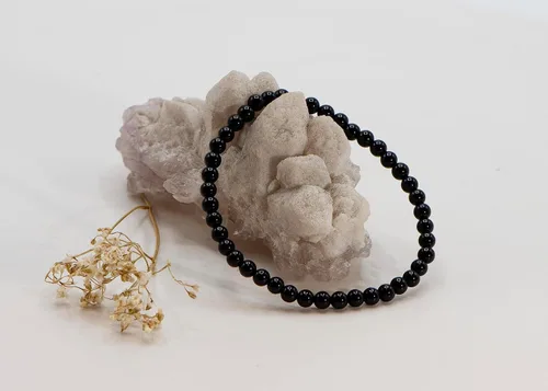 Miniatura 4 de Pulseras elásticas de ónix negro de 0.157in en varios tamaños (6, 6,5, 7, 7,5, 8 pulgadas)