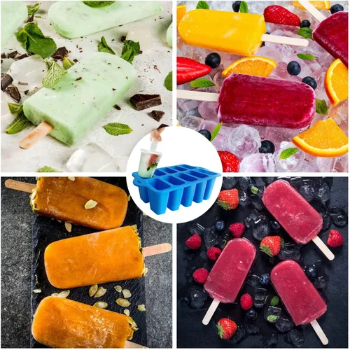 Miniatura 8 de Moldes de silicona para paletas con palitos, juego de moldes para paletas de fácil liberación, molde para paletas de hielo sin BPA, molde de helado