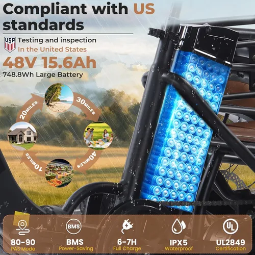 Miniatura 3 de Electric Tricycle for Adults 750W(Peak 1350W) 48V15.6Ah Etrike 20"x4" Fat Tire Electric Trike 3-Wheel Aluminum Alloy Folding Electric Tricycle Max