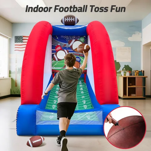 Miniatura 6 de Inflatable Football Toss Game with 2 Inflatable Footalls, Throwing Target Game, Football Target Practice for Outdoor Event, Carnival
