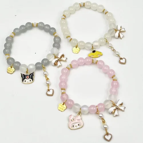 Miniatura 6 de INENIMARTJ Kawaii Bracelets Set Crystal Beads Bracelet Cute Cartoon Elastic Beaded Pearl Bracelets Jewelry for Girls Women Bff Friendship Gift