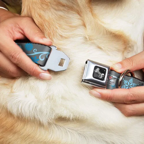 Miniatura 8 de Collar de perro hebilla para cinturón de seguridad, copos de nieve, gris, azul, 9 a 15 pulgadas, 1.0 pulgadas de ancho