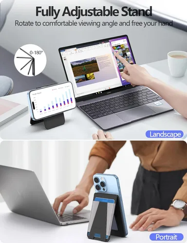 Miniatura 3 de Cartera magnética para Apple Magsafe, diseñada para cartera MagSafe, cartera magnética de cuero Eiffel-Tower con soporte ajustable para iPhone 16/16
