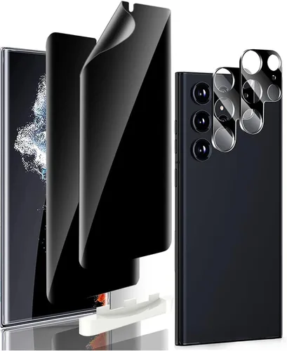 2 protectores de pantalla de TPU de privacidad (no vidrio templado) para Samsung Galaxy S22 Ultra 5G + 2 protectores de lente de cámara, película
