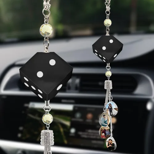 Miniatura 16 de Accesorios de coche colgantes de cristal con foto personalizada para mujeres y hombres, imágenes personalizadas para espejo retrovisor del Style 17