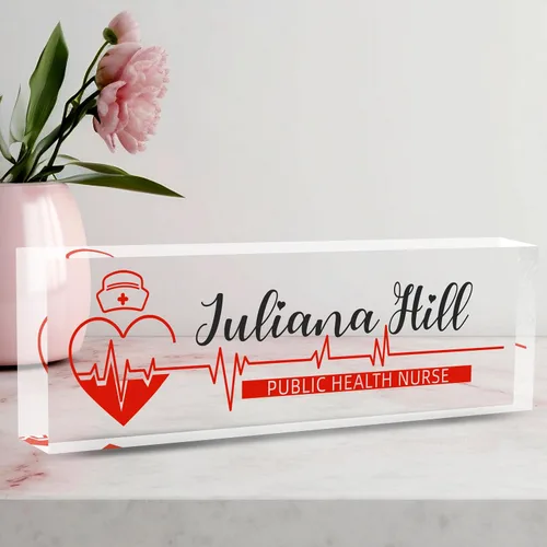 Miniatura 25 de Placa de Nombre Personalizada a Criterio, Placa de Escritorio de Acrílico, Decoración de Oficina para Mujeres y Hombres, Regalos de Agradecimiento