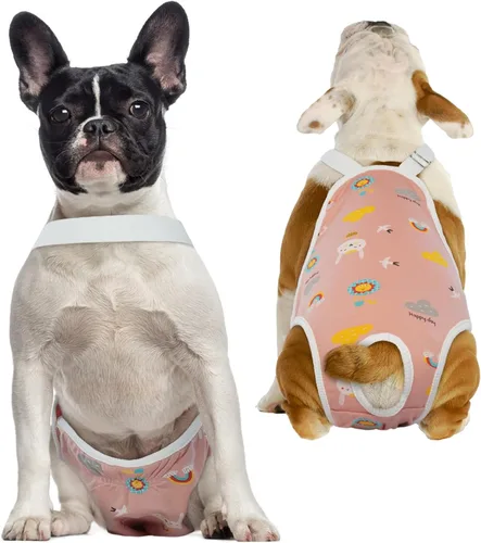 Miniatura 8 de QBLEEV Pañales para perras, bragas sanitarias lavables con tirantes ajustables, pañales reutilizables para cachorros, lindas bragas de período