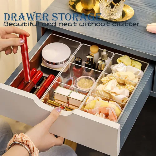 Miniatura 7 de Organizador de acrílico de 4 piezas, organizador de maquillaje, encimera para cajones, organizador de baño, organizador de almacenamiento