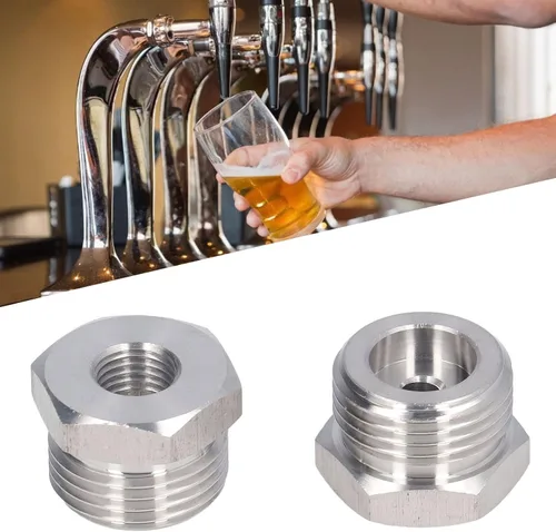 Miniatura 3 de Adaptador de barril de cerveza de 2 piezas, adaptador de grifo de cerveza de acero inoxidable, accesorios de barril de bloqueo de bola, conector