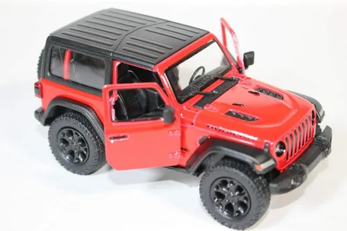 Miniatura 4 de KiNSMART - Jeep Wrangler Rubicon Off Road 4x4 5 pulgadas escala 1:34 modelo fundido a presión réplica de coche de juguete (techo rígido rojo)