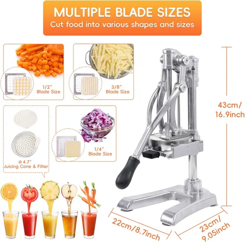 Miniatura 3 de Cortador de Verduras y Frutas Comercial, Exprimidor de Mano, Exprimidor Profesional de Cítricos para Lima y Limón, Cortador de Alimentos en Dados