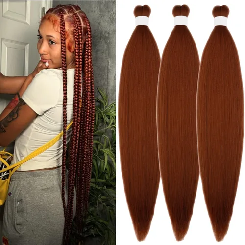 Miniatura 38 de Cabello trenzado verde azulado preestirado, hipoalergénico, sintético, color azul aguamarina, para trenzas y giros, extensiones de cabello largo