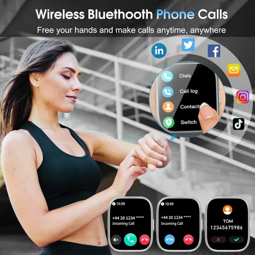 Miniatura 2 de Reloj inteligente aycy para hombre y mujer, Bluetooth, con función de llamada, pantalla táctil HD de 1.85", reloj de fitness con monitor de sueño