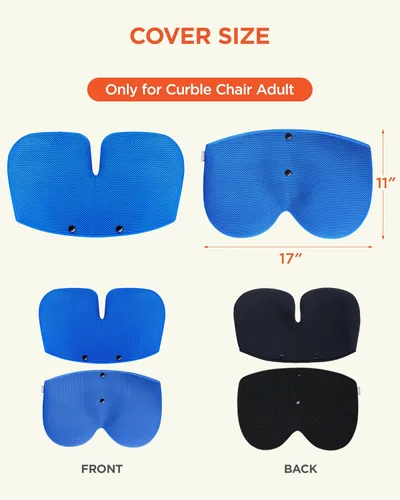 Miniatura 7 de curble Grand Cover, funda desmontable para silla de adulto, soporte ergonómico para respaldo de silla y soporte lumbar (azul)