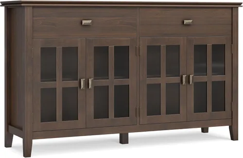 Miniatura 15 de SIMPLIHOME Artisan Buffet - Aparador de 3 puertas de madera maciza de 54 pulgadas de ancho en gris envejecido, gabinete de almacenamiento
