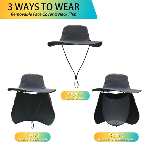 Miniatura 3 de Surblue Sombrero de pesca con solapa para el cuello, protección UV, protección UV, UPF50+