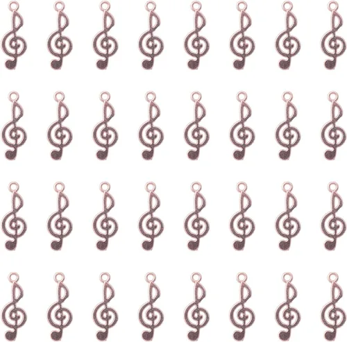 Miniatura 9 de 50 piezas de dijes de notas musicales de metal, símbolo de música vintage, elegante, elegante, instrumento, cuentas colgantes para manualidades